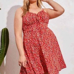 Red and multicolored shien dress